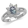 Simulated Color Change Alexandrite & White CZ Gold Plated 925 Sterling Silver Flower Cluster Ring RN0092807