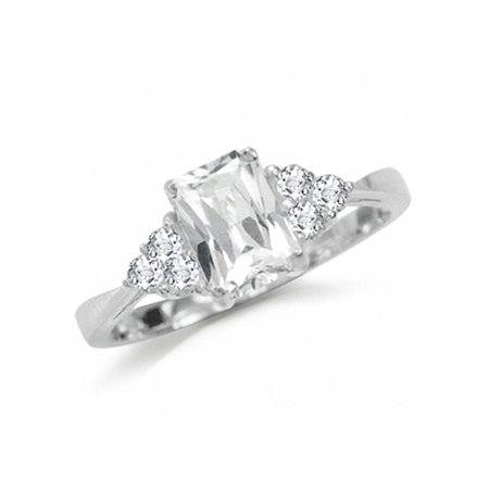White CZ 925 Sterling Silver Engagement Ring RN0030462