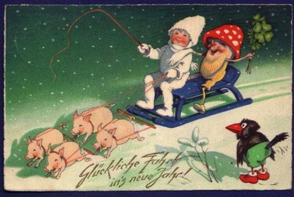 Юмор утром 1 января... strange and unusual christmas cards from the past century 5