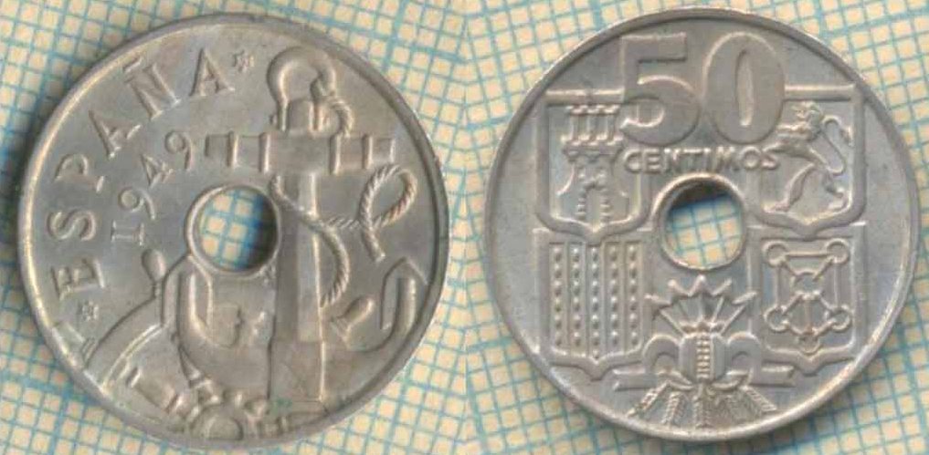 Испания 50 сентимо 1949 4832