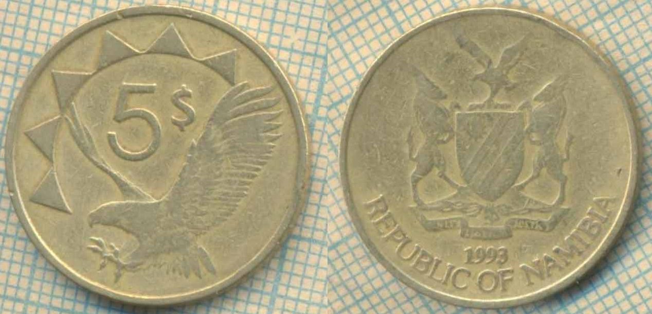 Намибия 5 долларов 1993 4834