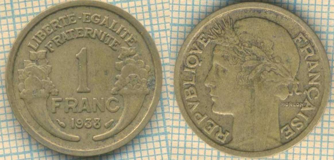 Франция 1 франк 1938 4889
