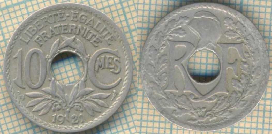 Франция 10 сантимов 1921 4863