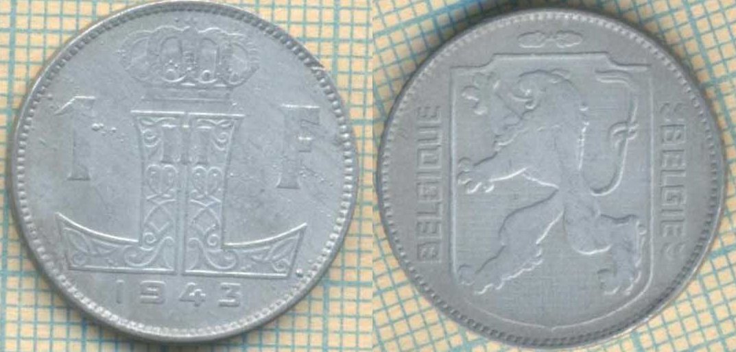 Бельгия 1 франк 1943 4906