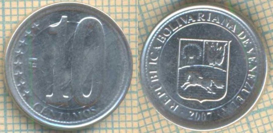 Венесуэла 10 сентимо 2007 4107
