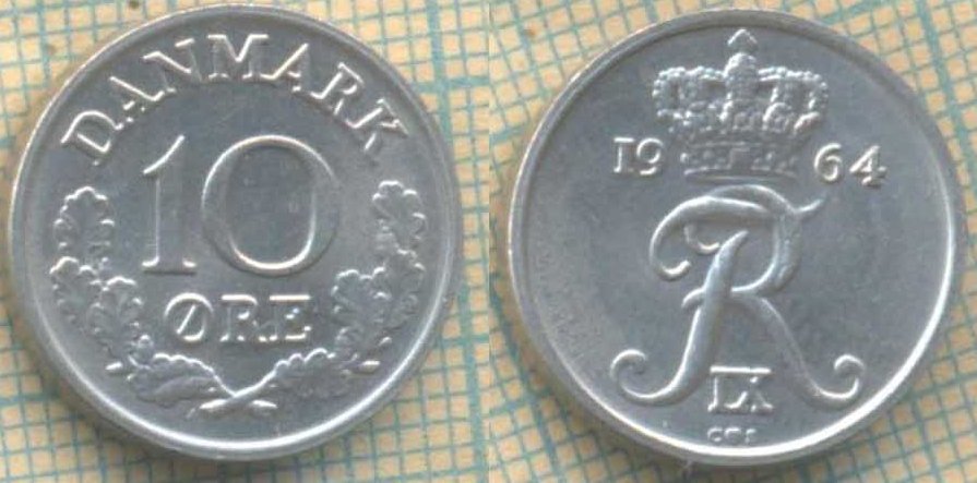 Дания 10 эре 1964 4911