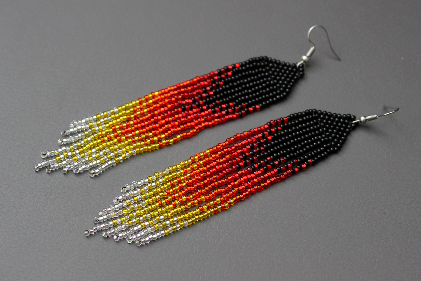 Native american earrings Fringe earrings Tribal earrings Seed bead earrings Colorful earrings Native style earrings Long dangle earrings