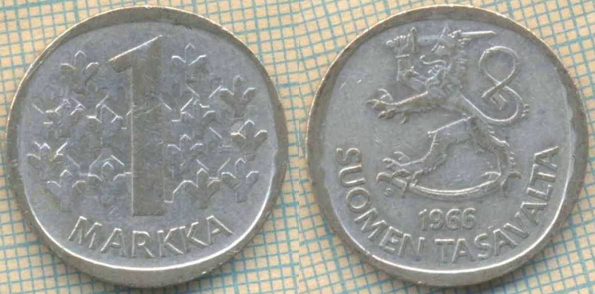 Финляндия 1 марка 1966 4947