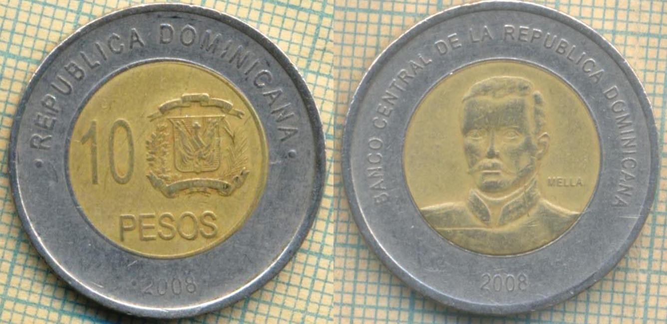 Доминикана 10 песо 2008 4497