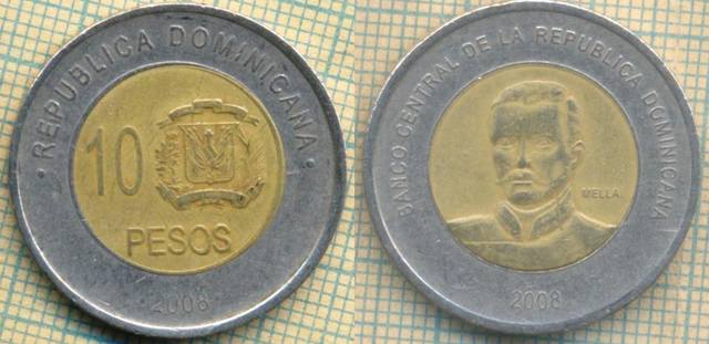 Доминикана 10 песо 2008 4497