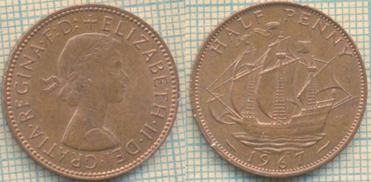 Великобритания полпенни 1967 4568