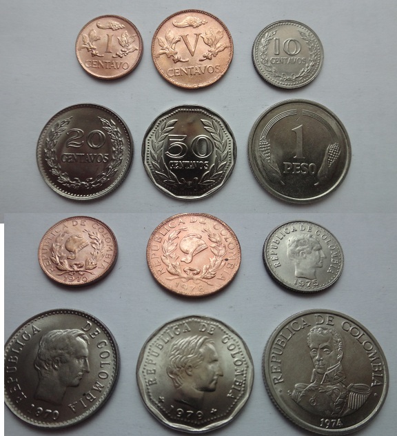 Колумбия набор 6 монет