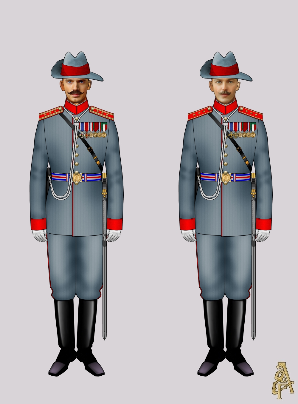 Походная форма 1-го пехотного батальона обр.1894 года (Рис. 1, 2)
