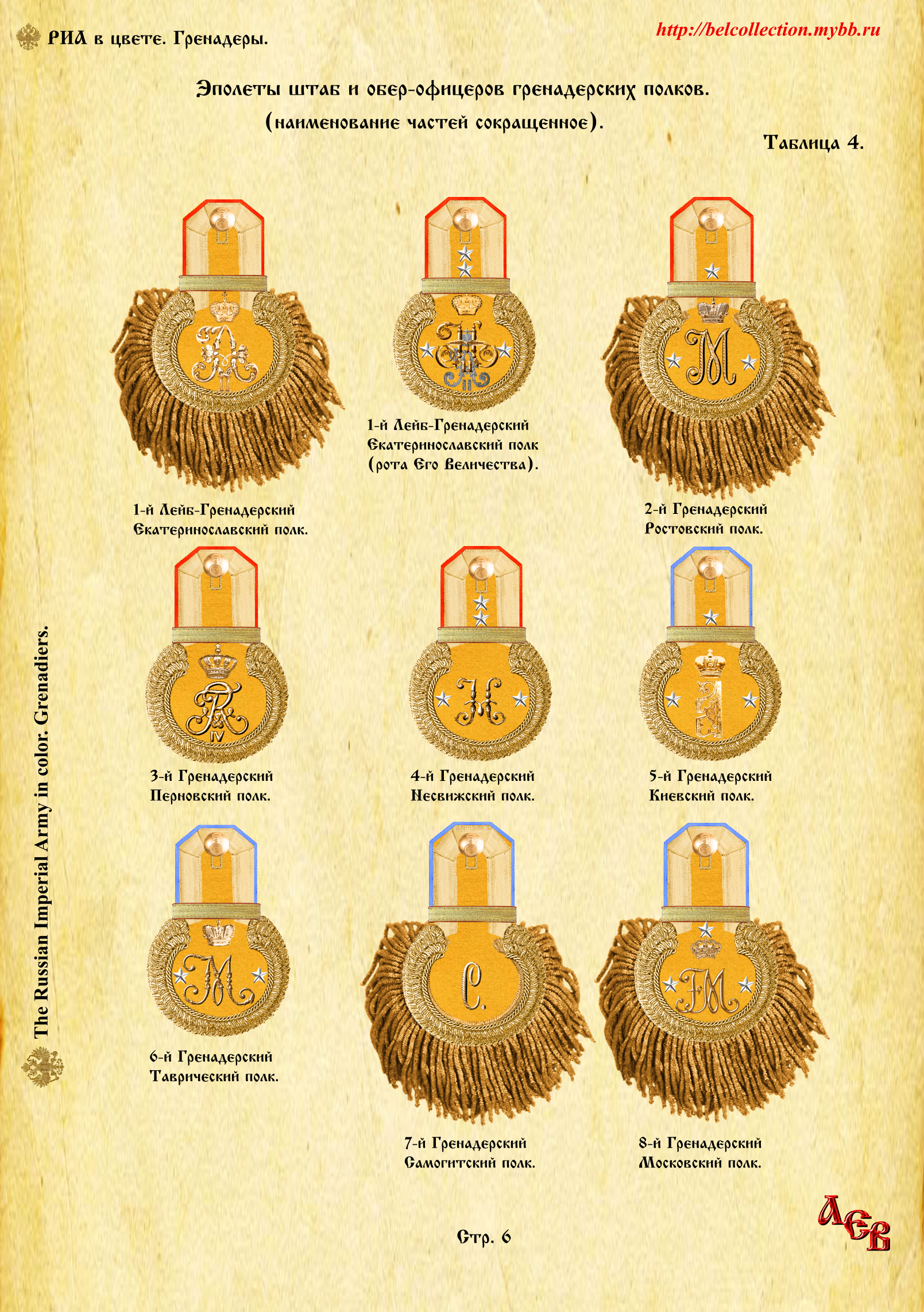 Стр 6 Эполеты ОФ Грен. полков