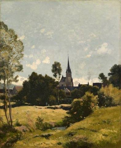 The-Village-Church-Henri-Joseph-Harpignies-Oil-Painting