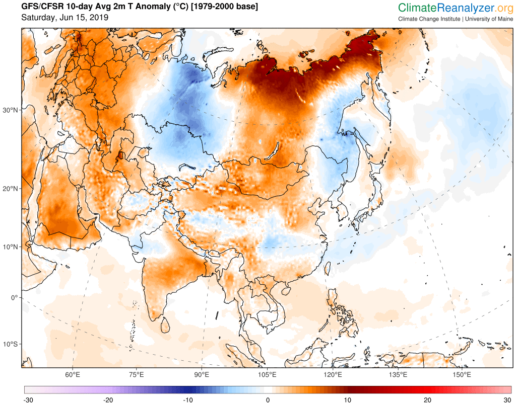 gfs asia-lea t2anom 10-day