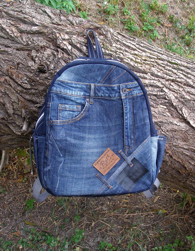 Recycled denim backpack
