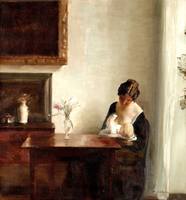 33 Carl Holsoe (Denmark, 1863-1935) - Interior with woman and child