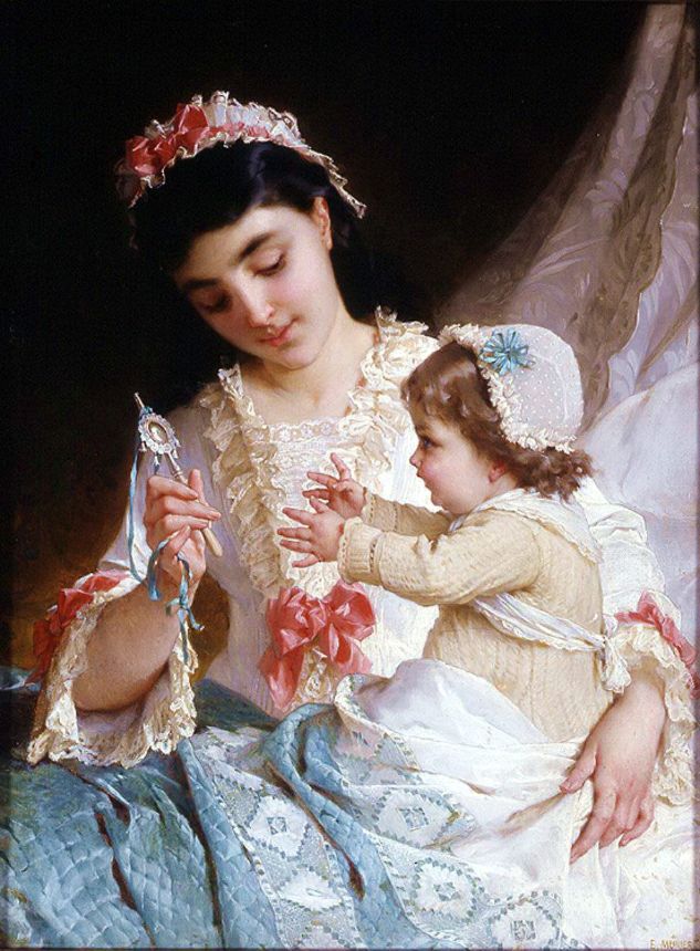 59 Emile Munier (French, 1840-1895) - Отвлекает ребёнка