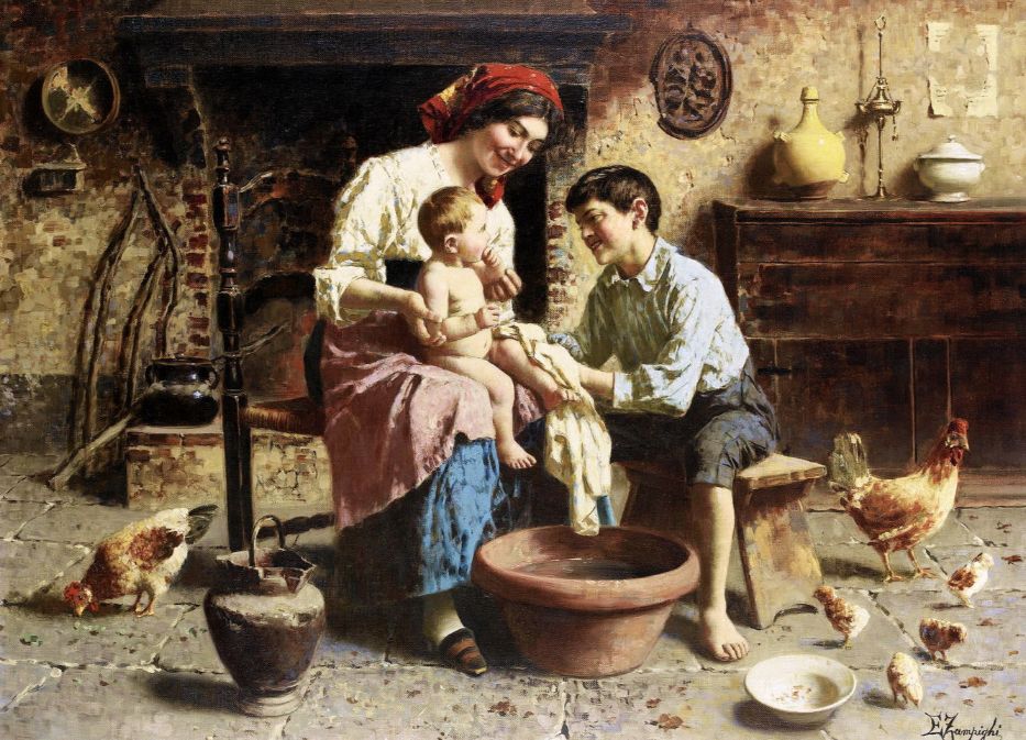 65 Eugenio Eduardo Zampighi (Italian, 1859-1944) - Bathtime