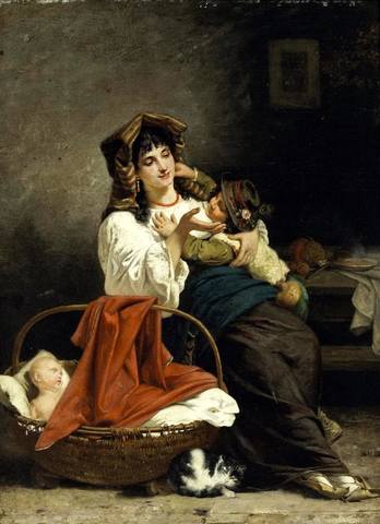 107 Guerrino Guardabassi (Italian, b. 1841) - A mothers playful touch