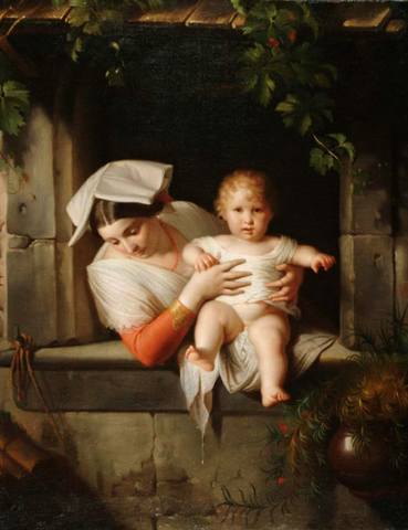 106 Giuseppe Mazzolini (Italian, 1806-1876) - Mother and child