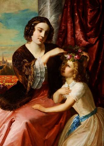 161 Natale Schiavoni (1777-1858) - Графиня с дочерью - Contessa con figlia