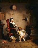 178 Theophile Emmanuel Duverger (French, 1821-1886) - Mother with Children