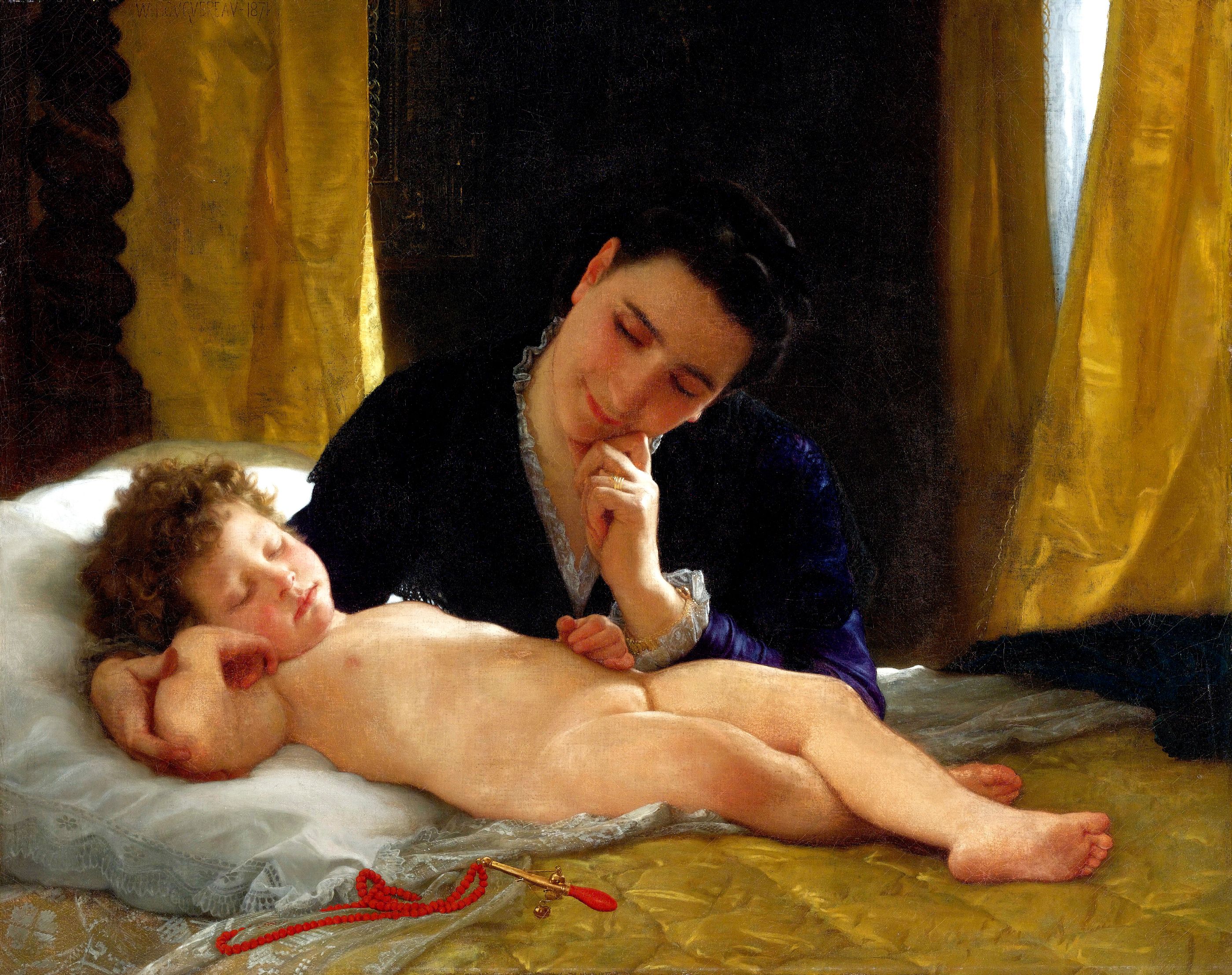 187 William Bouguereau (FRENCH, 1825-1905) - JEUNE MERE CONTEMPLANT SON ENFANT