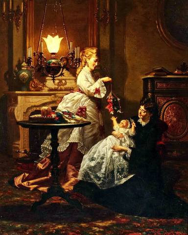 184 Willem Sebes (Dutch, 1830-1906) - Amusing the baby