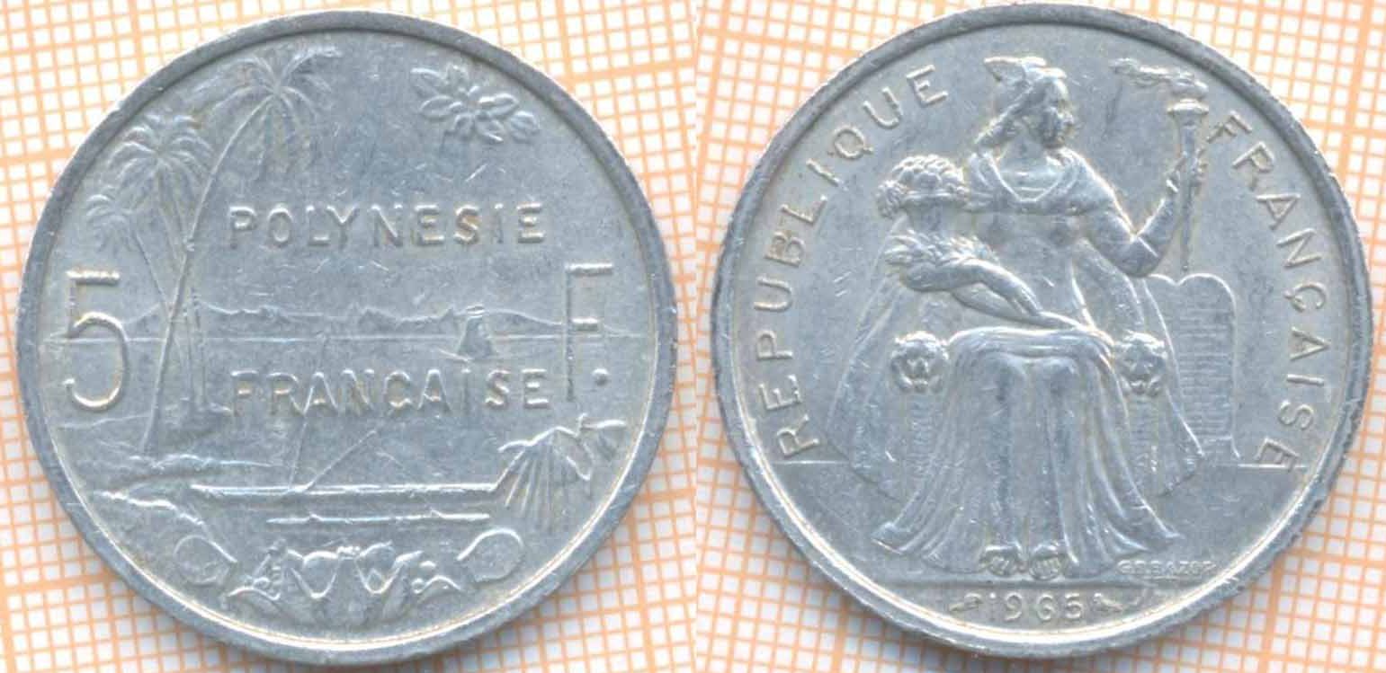 Французская Полинезия 5 франков 1965 8280