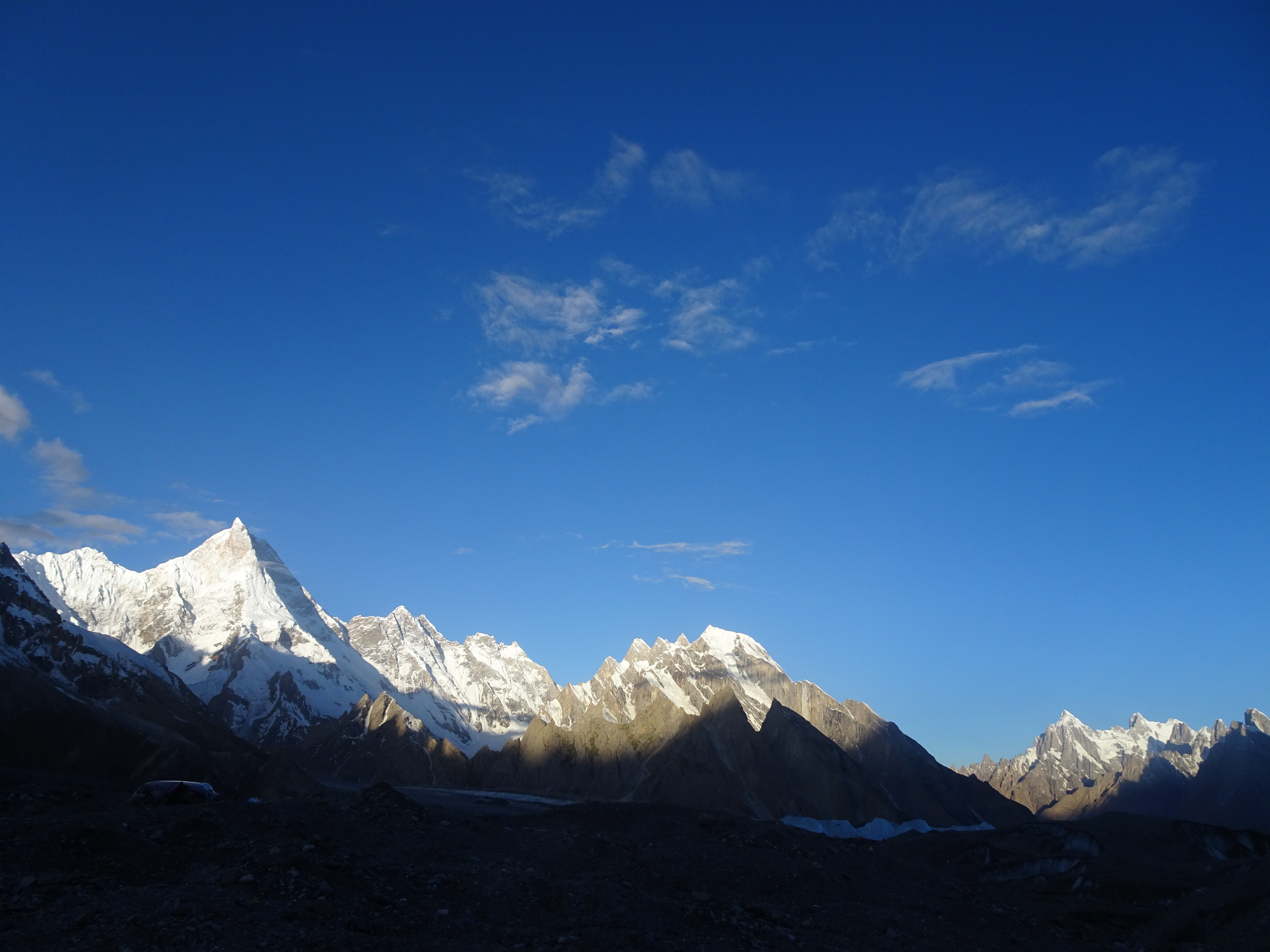 morning view of Masherbrum from Goro 2 campsite