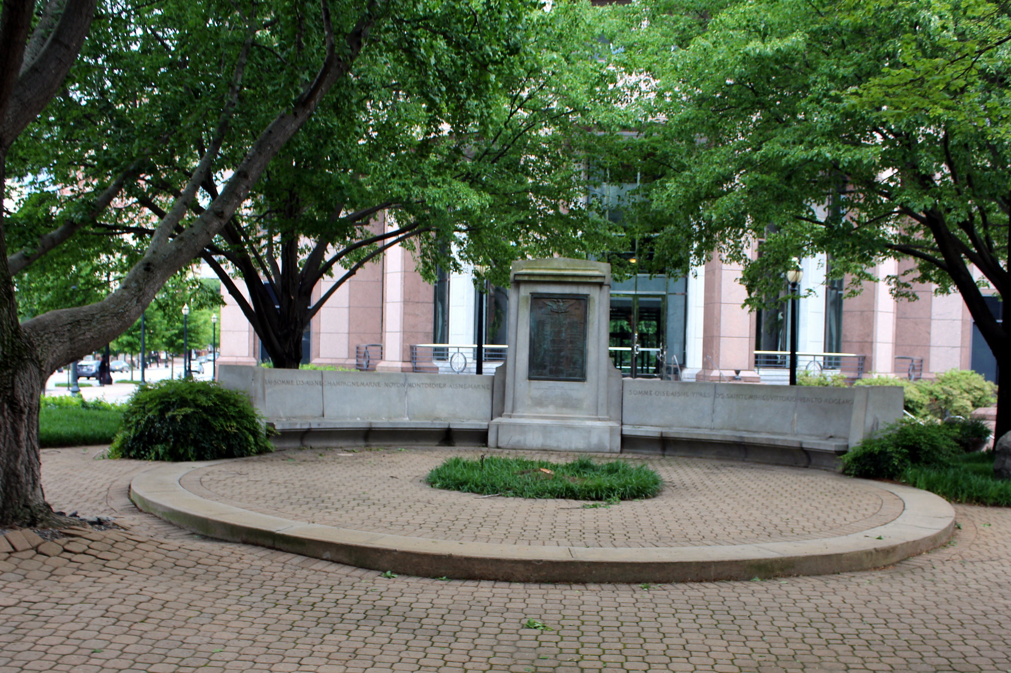 Atlanta - Midtown: Pershing Point Park Pershing Point Park, a small park formed at the junction of Peachtree Street and W. Peachtree Street, was named in honor of World War I hero, General John Pershing in 1918. A war memorial honoring the casualties of World War I from Fulton County was dedicated on September 20, 1920.