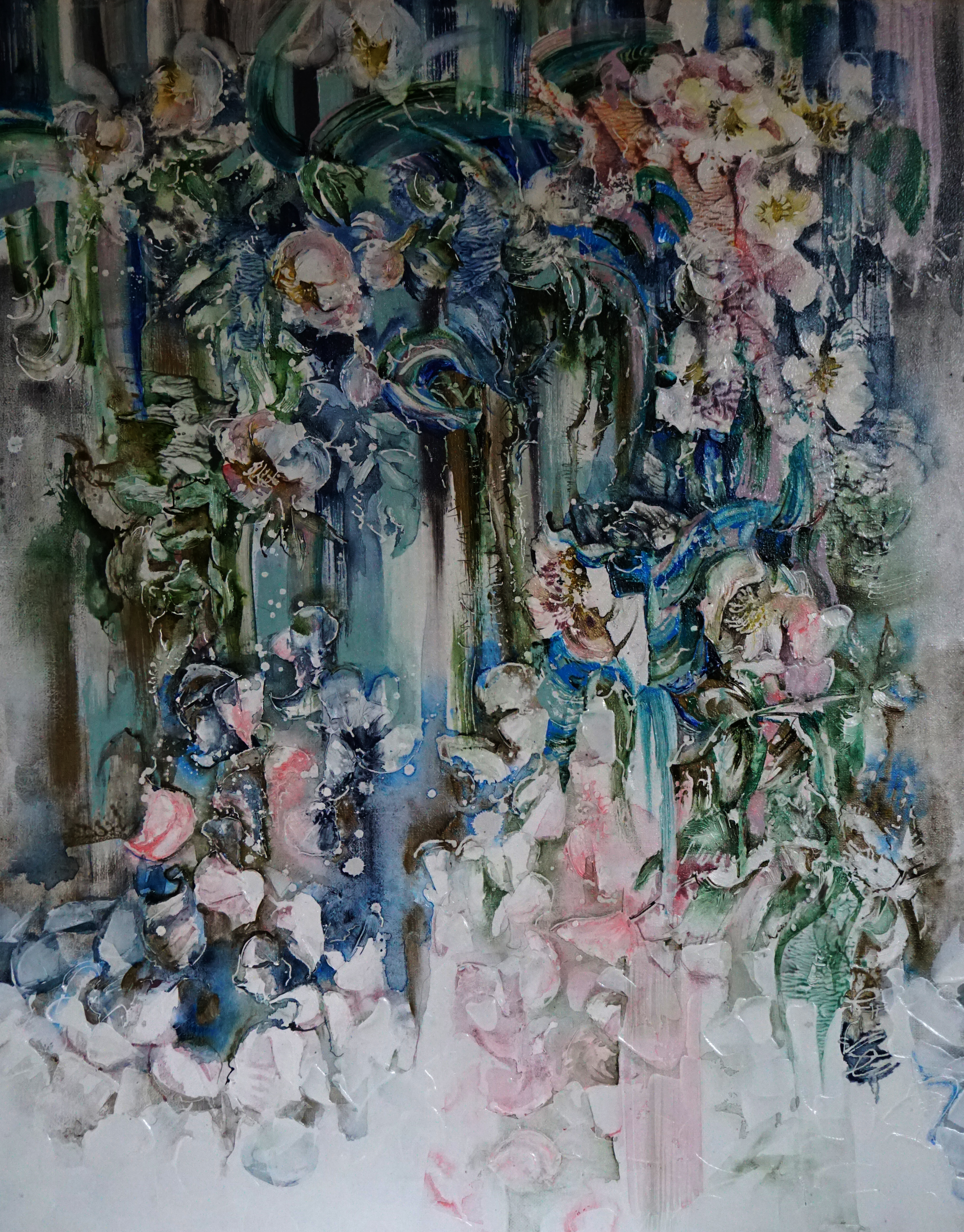 Диптих. Тянет к земле розовый куст. ч. 2 Холст Акрил. 100х80