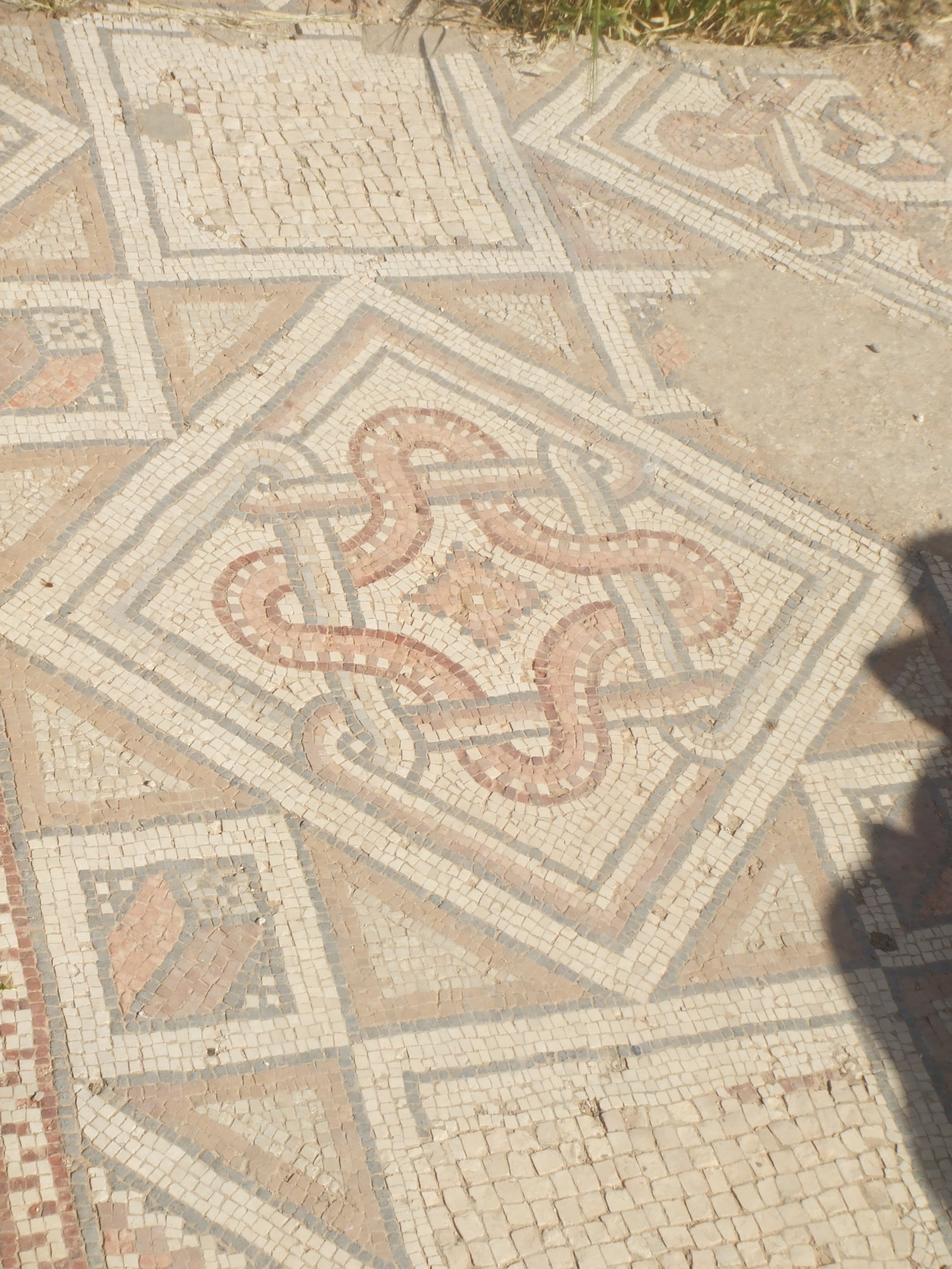 Mosaic Floor, Jerash The Greco-Roman city of Jerash (ancient Gerasa) is one of the most important and best preserved Classical sites in the Near East. The city's major buildings and monuments are in good condition and the huge extent of the site is impressive. Restoration and reconstruction of important elements has continued throughout the 20th century and today the ancient ruined city sits immediately alongside the thriving modern town of Jerash. The sprawling site is dominated by it's more significant remains, which include the seemingly numerous columns of the main colonnaded street and oval forum, along with two fine amphitheatres, several temples and imposing triumphal arches. For more information see below:- en.wikipedia.org/wiki/Jerash