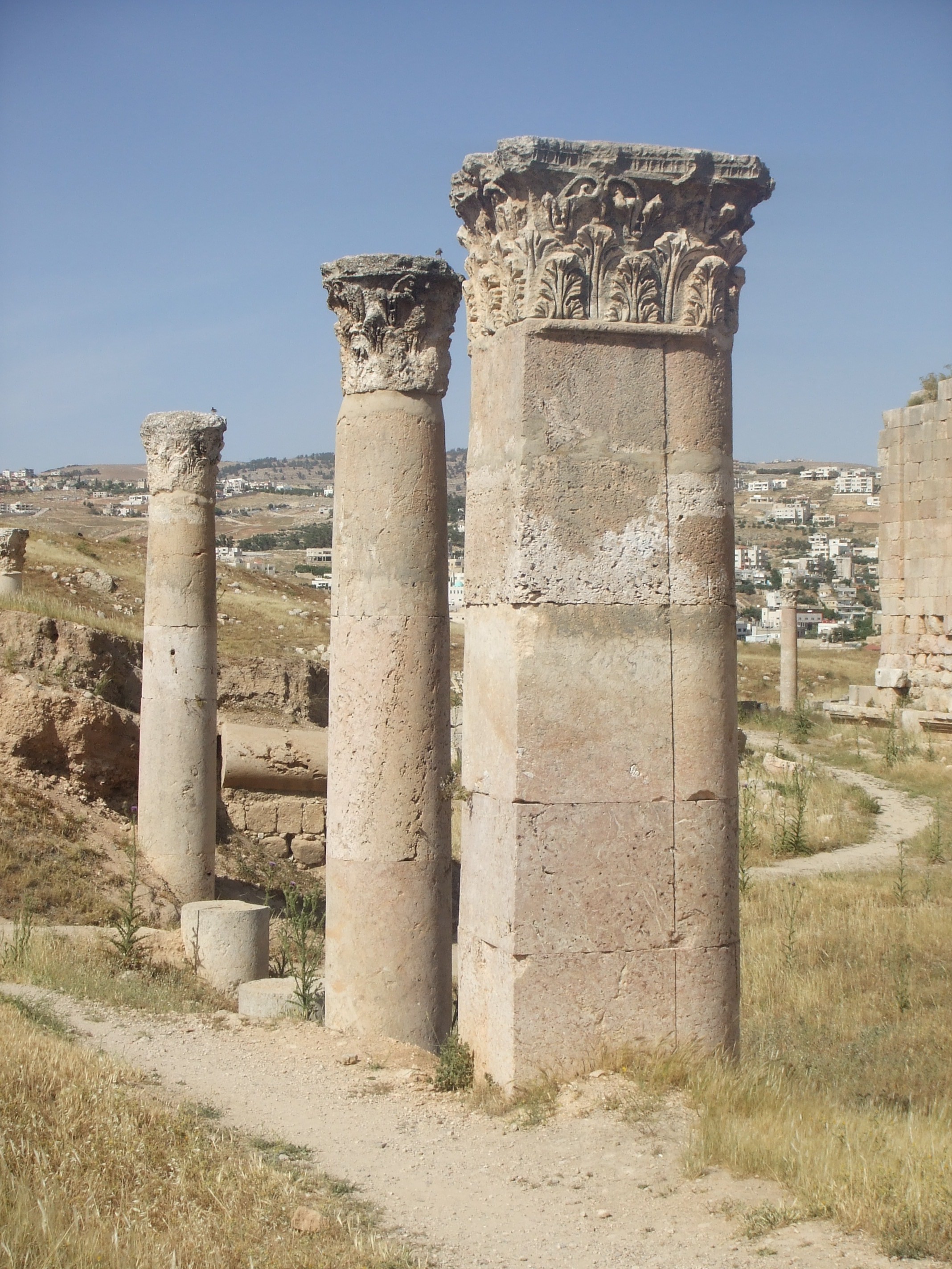 The Greco-Roman city of Jerash (ancient Gerasa) is one of the most important and best preserved Classical sites in the Near East. The city's major buildings and monuments are in good condition and the huge extent of the site is impressive. Restoration and reconstruction of important elements has continued throughout the 20th century and today the ancient ruined city sits immediately alongside the thriving modern town of Jerash. The sprawling site is dominated by it's more significant remains, which include the seemingly numerous columns of the main colonnaded street and oval forum, along with two fine amphitheatres, several temples and imposing triumphal arches. For more information see below:- en.wikipedia.org/wiki/Jerash