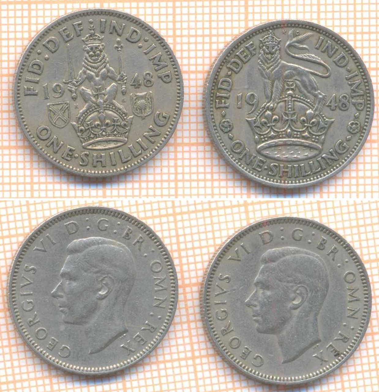 Великобритания шиллинг 1948 2 типа 105