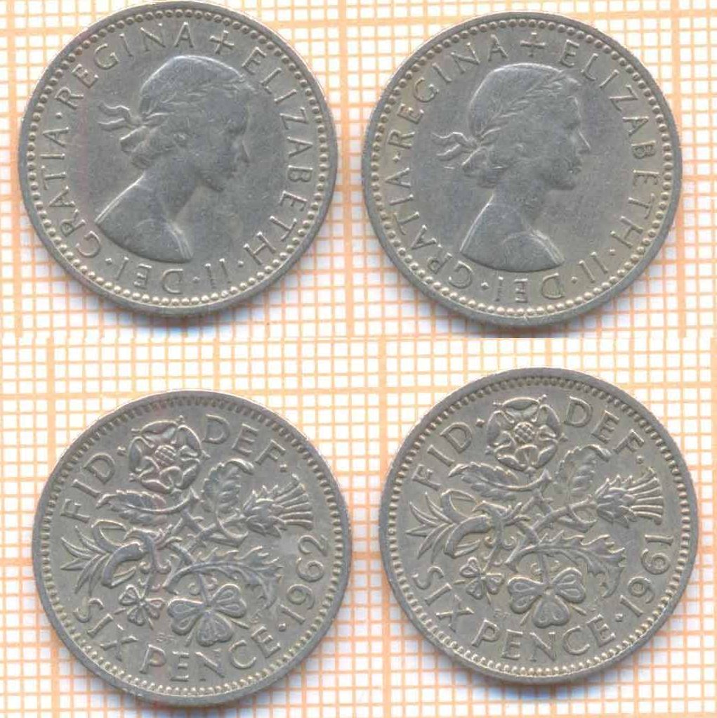 Великобритания 6 пенсов 2 шт 107