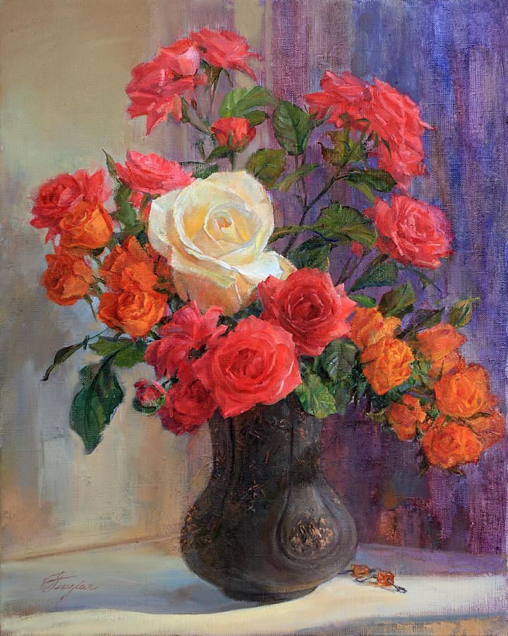 three-kinds-of-roses-in-one-bouquet-to-dark-vase-galina-gladkaya