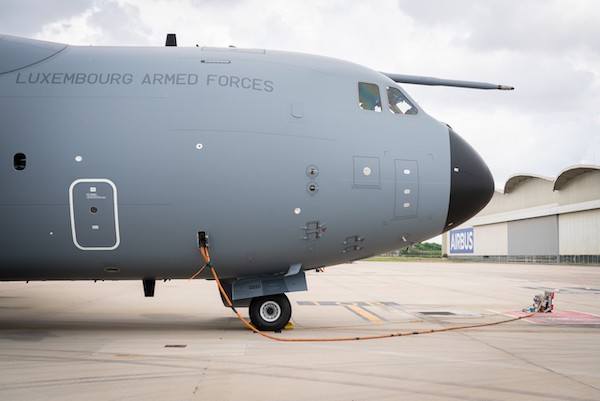 Maiden flight of Luxembourg Armed Forces A400M. The Airbus A400M new