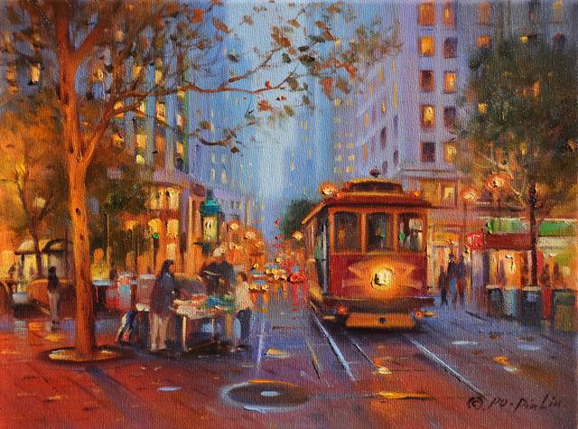 BeginningOfTheTrolleyLine 9x12 OilonCanvas PoPinLin