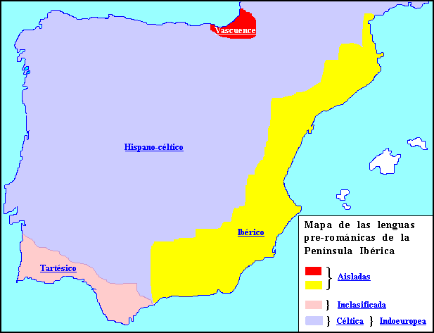 Espana Mapa de lenguas prerromanas de la Península Ibérica