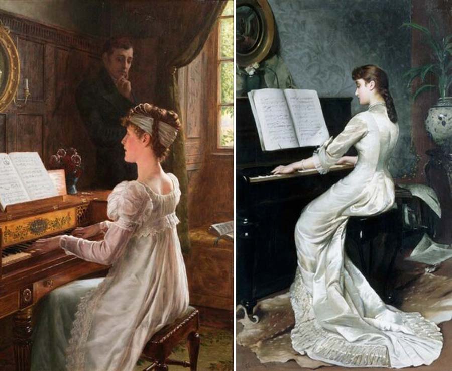 Британский художник Эдмунд Блэр Лейтон Edmund Blair Leighton (1853-1922) - Ухаживание, 1903 и Британский художник George Hamilton Barrable (1873-1890) - Песня без слов