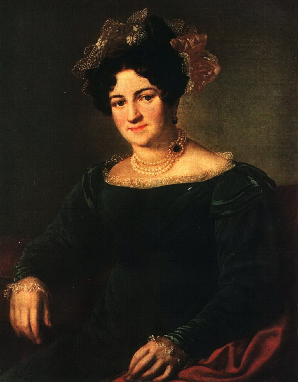 Василий Андреевич Тропинин (1776-1857)-Портрет П. И. Сапожниковой.