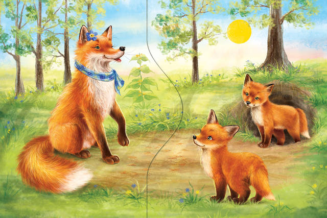 main children s illustration fox little foxes in the meadow