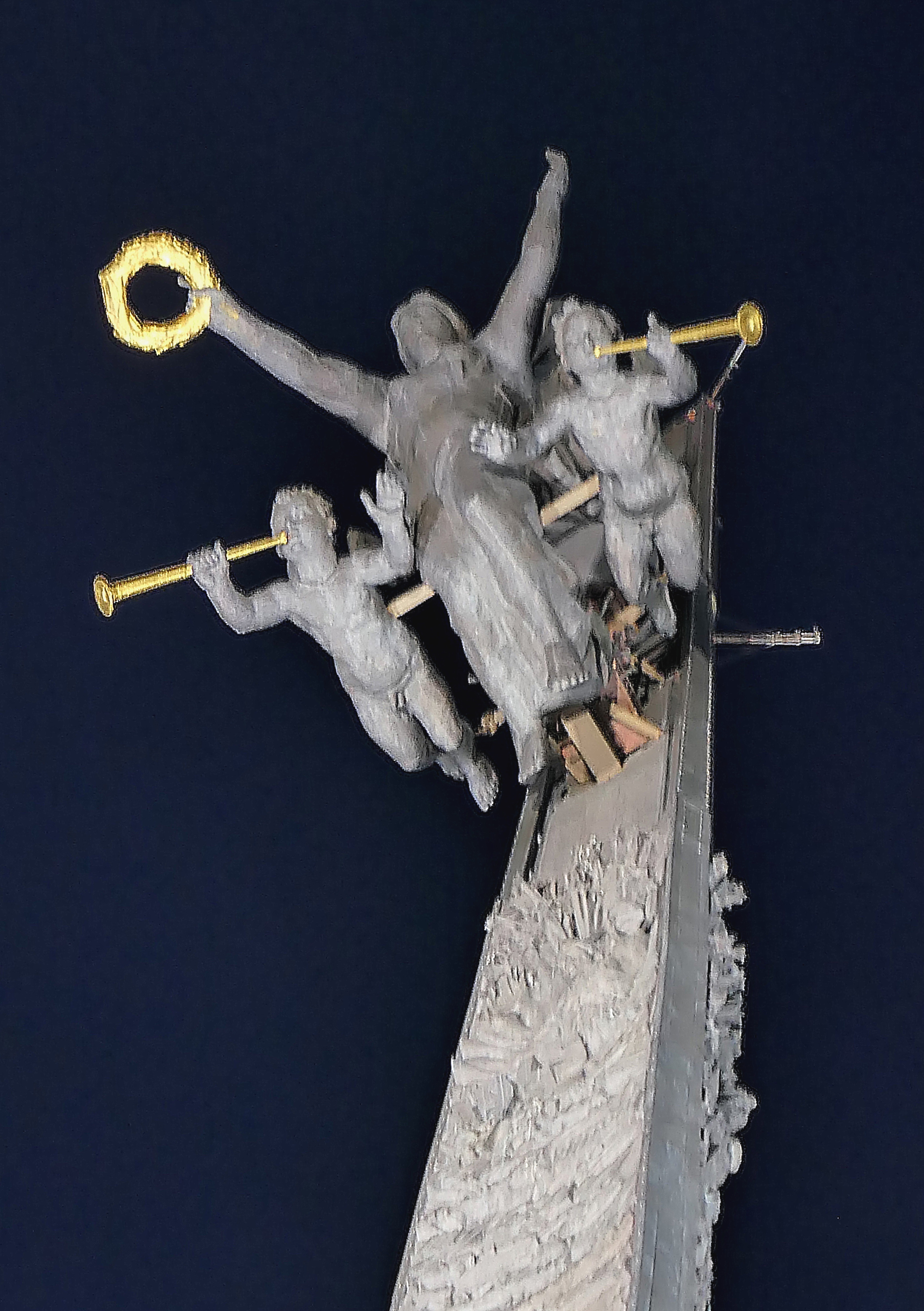 Фигура богини Нике и ангелов на вершине Монумента-обелиска в Парке Победы. Фото Морошкина В.В.
