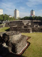Ancient & Modern The Plaza de las Tres Culturas stands in the Tlatelolco district of Mexico City and is so named for the three separate layers of the country's history that constitute it's present appearance, firstly the ancient Aztec ruins that fill the centre of the square, secondly the Spanish Colonial church of Sant Iago de Tlatelolco, a 16th century convent church with a cloister, and finally the extensive complex of modernist apartments and buildings that represent Mexico's more recent history. en.wikipedia.org/wiki/Plaza_de_las_Tres_Culturas