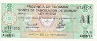 Аргентина 1988-1991 год. 1 аустрал «Провинция Тукуман» 01