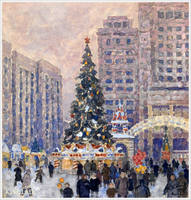 Михаил Петрович Бобышев (Россия, 1885-1964) «Новогодняя елка на Манежной площади» 1947