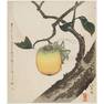 Katsushika Hoki-Grasshopper And Persimmon